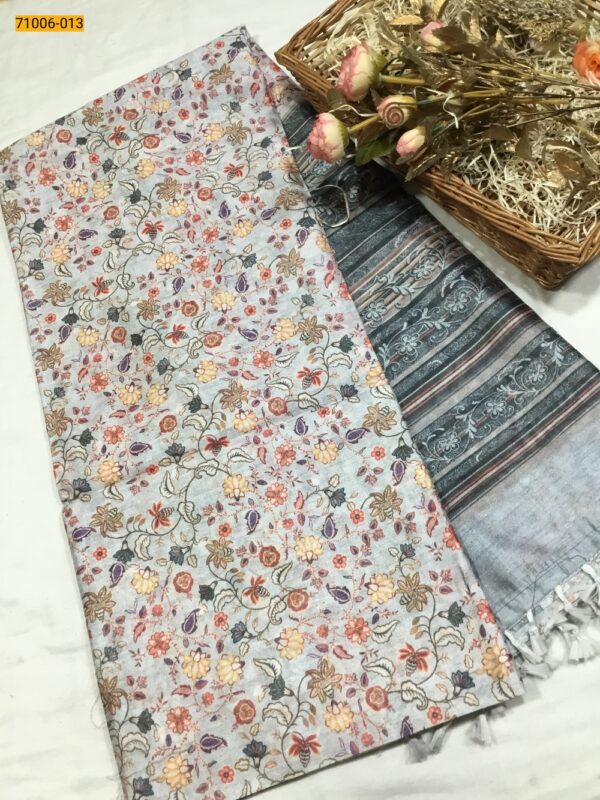 Kalamkari Soft Linen Silk Saree - Image 2