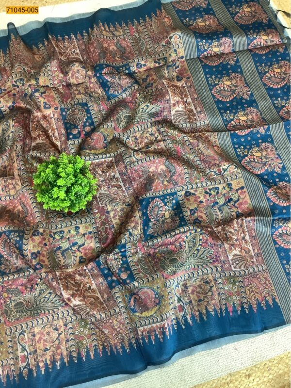 Kalamkari Soft Linen Silk Saree - Image 2
