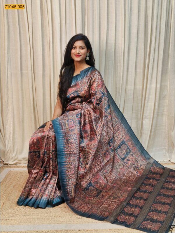 Kalamkari Soft Linen Silk Saree