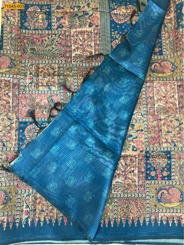 Kalamkari Soft Linen Silk Saree - Image 3