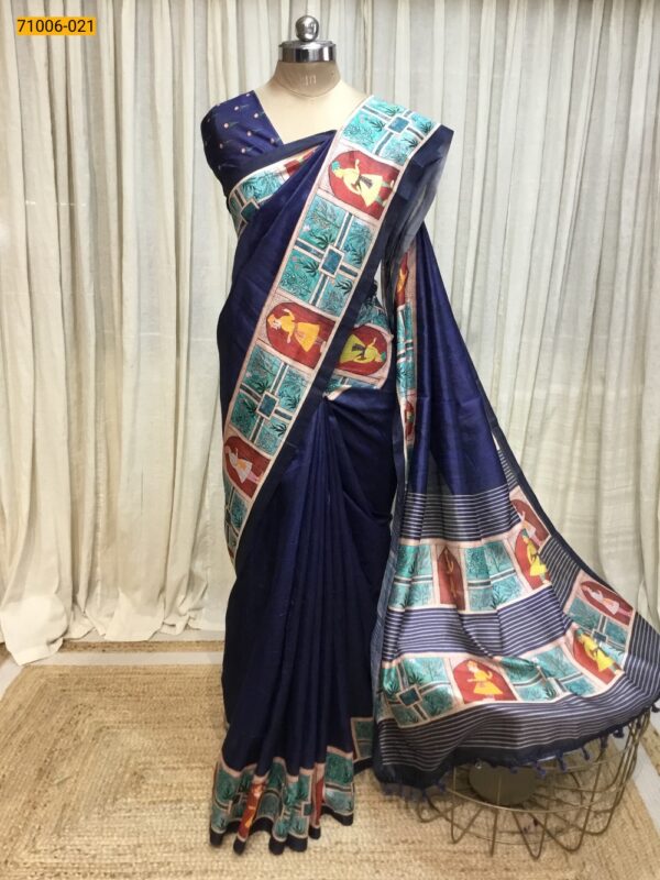 Kalamkari Soft Linen Silk Saree - Image 3