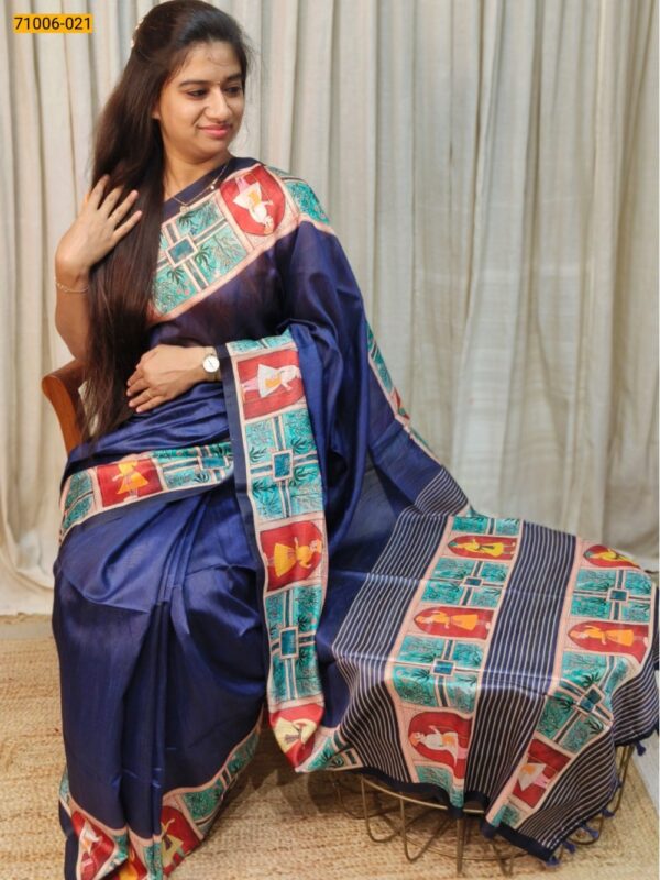 Kalamkari Soft Linen Silk Saree