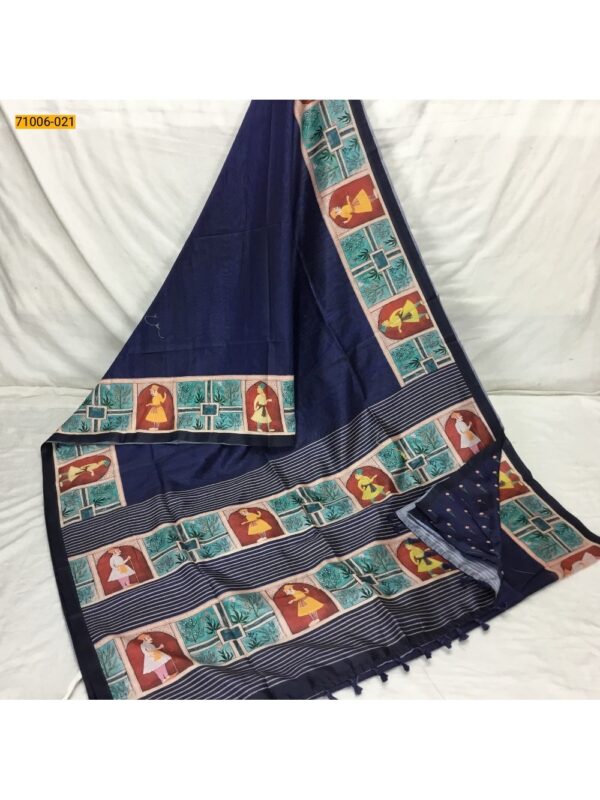 Kalamkari Soft Linen Silk Saree - Image 4