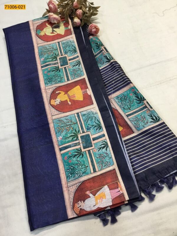 Kalamkari Soft Linen Silk Saree - Image 5