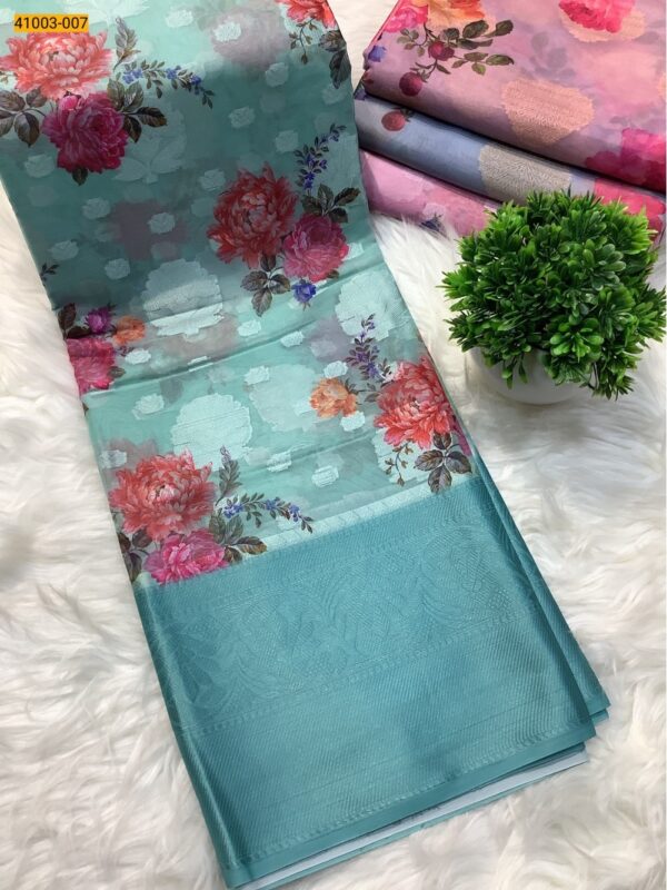 Digital Printed Organza Chiffon Silk Saree